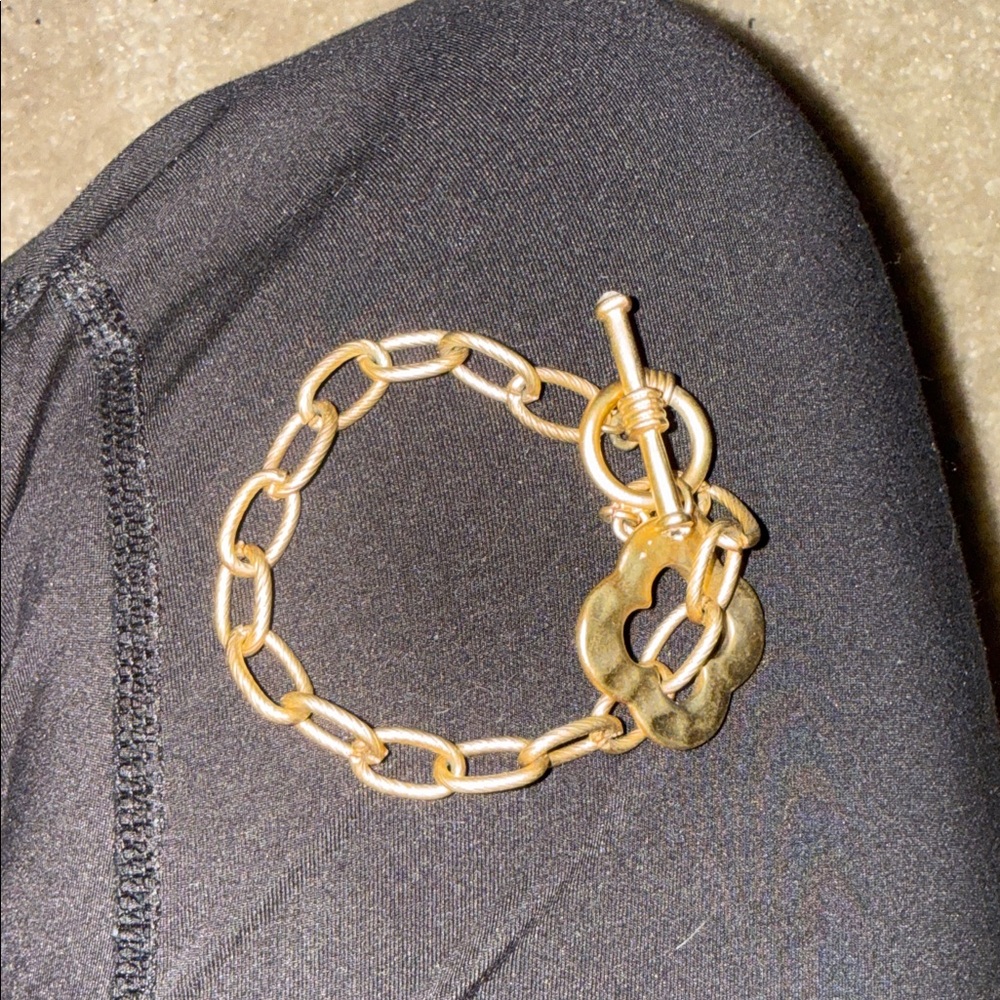 Gold Chain Bracelet with Flower Charm